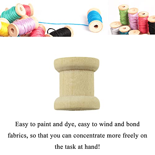 HAHIYO 0.6Inch 70pcs Natural Wood Unfinished Wooden Empty Thread Spool Smooth Wire Weaving Bobbin Textile Bobbin Rotatable Spool for Crafts DIY Art Education - color: Wood Color, size: 0.6Inch-70P