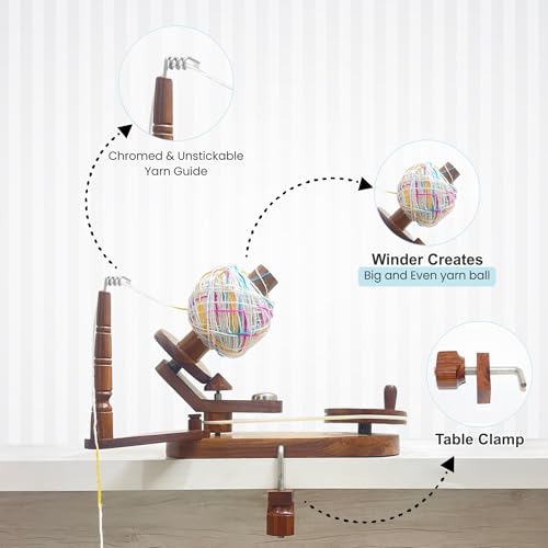 Yarn Winder with Swift Combo – Wooden Yarn Ball Holder and Swift Stand for Smooth Yarn Winding, Knitting & Crochet Tool, Handmade Yarn Organizer for Crafters - color: Yarn Winder