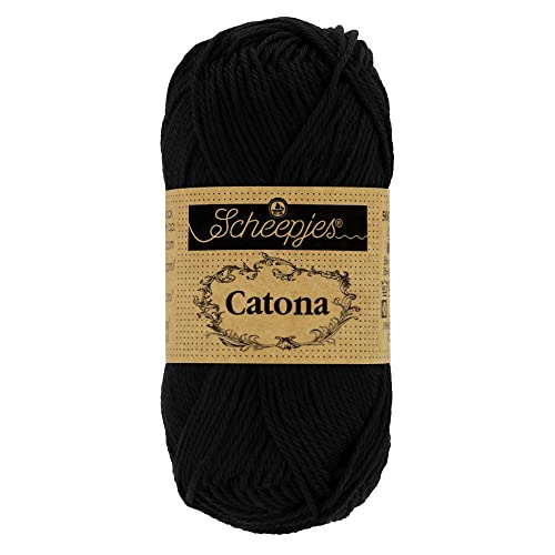 Scheepjes Catona Mercerized Cotton Crochet Thread 100g - 110 Jet Black - color: 110 Jet Black