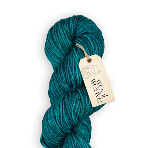 Woolweave Worsted Weight Yarn - 100% Extrafine Merino Wool Yarn for Knitting & Crocheting - Hand Dyed, Ultra-Soft & Warm - 100g Skein, 180 Yards - Machine Washable - color: Peacock Green