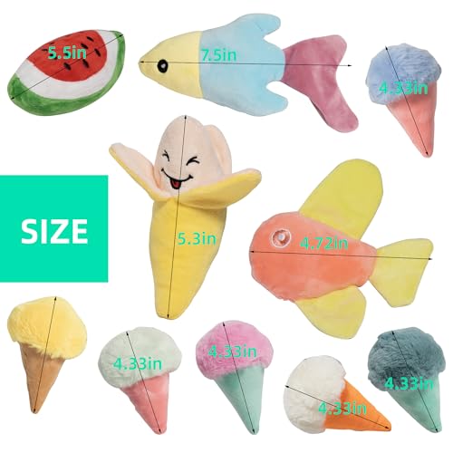 19 Pack Dog Toys for Small Dogs, Squeaky Dog Toy Bulk For Puppy Teething | Assorted Fruits Veggies Stuffed Dog Toys Bundle,Squeaky & Crinkle Sounds, for Small Medium Breeds to Engaged - color: Puppy Toys（19pack）