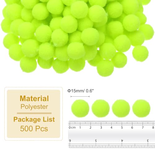 PATIKIL 0.6inch Pom Poms for Crafts, 500pcs Small Pompoms for Crafts Mini Puff Balls Bulk High Elasticity Fuzzy Balls for Hats Christmas Art DIY, Fluorescent Yellow - color: Fluorescent Yellow, size: 0.6inch