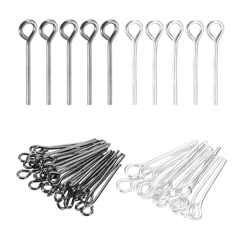 PATIKIL 0.6 Inch Eye Pins, Jewelry Making Headpins Straight Pins Findings Bendable for DIY Craft Bracelet Necklace Earring Pendant Making Supplies-400Pcs(Silver Dark Gray) - color: Silver Dark Gray, size: 0.6 Inch