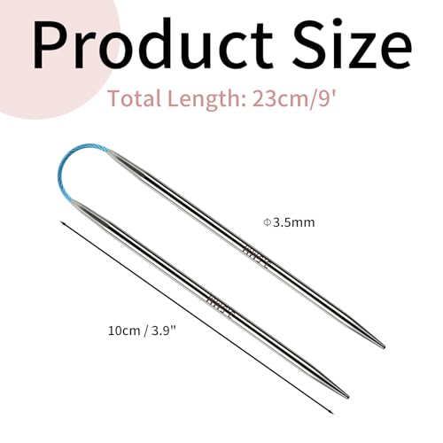 Soosui 3.5mm Circular Knitting Needles US4 |3-Pack 9-inch (23cm) Double-Pointed Flexible Circular Needles, 3cm Cable, Durable and Smooth for Sweaters, Socks, Hats, and Other DIY Knitting Projects. - size: 3.5mm/US4