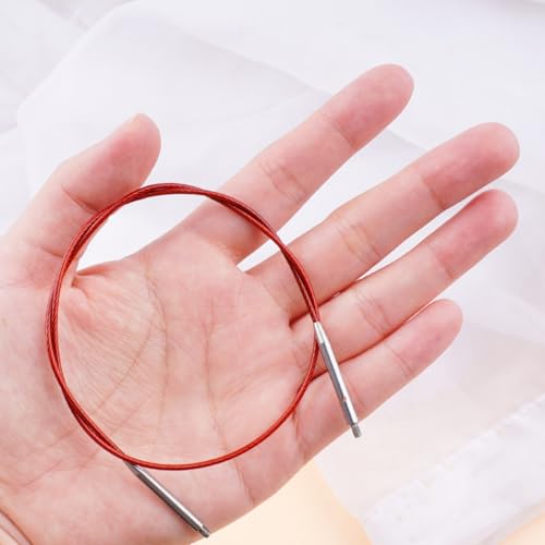WAZAIGUR Interchangeable Circular Knitting Needles Cable 16inch/40cm | Durable, Smooth, Fit Interchangeable knitting needles, Polished Metal Connector Head, Metallic Cable - size: 16inch/40cm