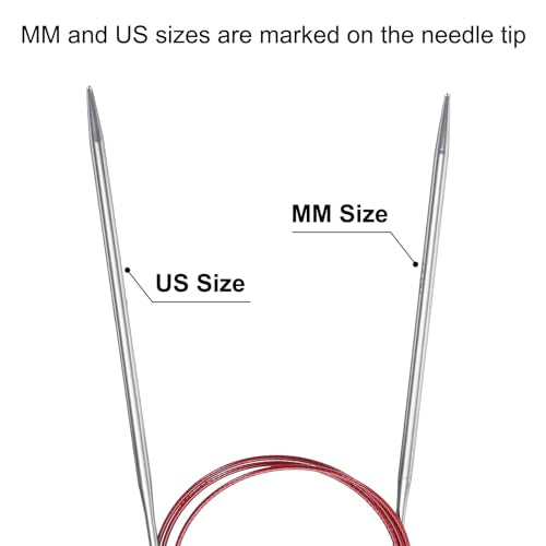 uxcell Size US 6 (4mm) Knitting Needles Circular Needle 40 Inch(100cm) Round Metal Stainless Steel Needle for Handmade Projects DIY Knit Blankets - color: Red, size: 40 inch Size US 6 (4mm)