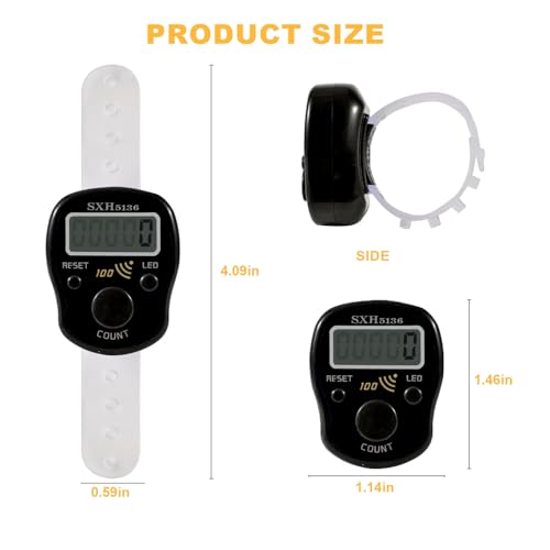 Finger Counter Click Manual Digital clicker, 5pack Stitch Tally Knitting Counters Led Re-settable Digits Pitch Electronic LCD Display finger Number Counter Fr Row, People, Score, Inventory,Crochet - color: 2pack black white