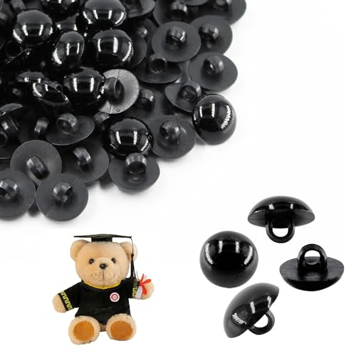 150PCS 0.59Inch Black DIY Mushroom Eyes Button, Round Plastic Safety Eyes Button Sewing Craft Eyes for Bear Crochet Puppet Plush Stuffed Animals Doll Making - size: 0.59inch/15mm