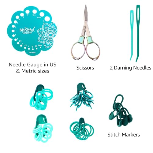 KnitPro Mindful Explore 10-in. IntChg. Circular Knitting Needle Set | US 0, 1.5, 2.5, 4, 6. 7, 8, 10 Incl. Scissors, Gauge, Stitch Markers & More, Fabric Case, Project Bag