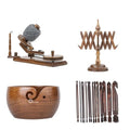 Outright Wooden Yarn Ball Winder Large Capacity Complete Set of Crocheting and Knitting - Yarn Bowl, Crochet Hooks Set of 15, Yarn Winder and Swift - color: Rosewood, size: Complete Knitting Set