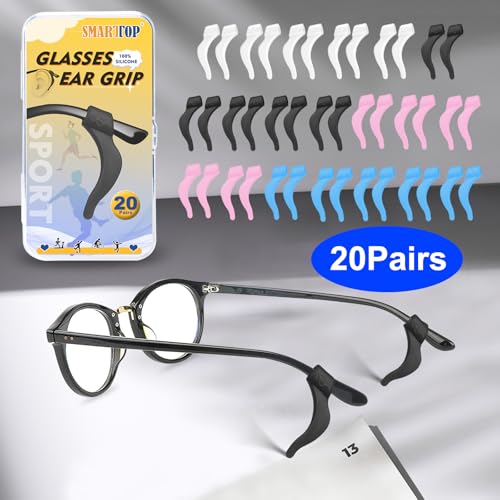 SMARTTOP Eyeglass Ear Grip - 18 Pairs Soft Comfortable Anti-slip Holder, Silicone Ear Hook, Eye glass Temple Tips Sleeve Retainer for Sports Glasses, Sunglasses Presbyopia Reading Glasses - color: Us-s-22a-4c