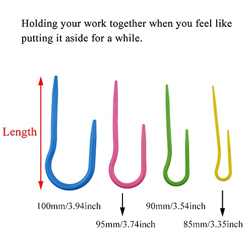 Hahiyo U-Cable Needles Stitch Holders Set Sturdy Plastic Mixed Color Safety Pin Cable Knitting Bent Weaving Needle Hooks 16 Pieces for Sweaters Socks Yarn Sewing Crochet Embroidery