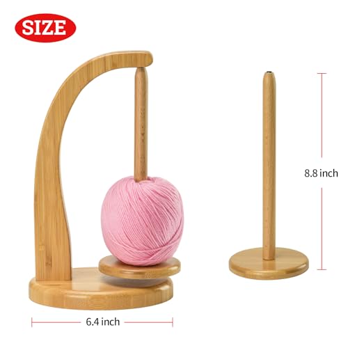 Yarn Holder for Crocheting with Magnetic Yarn Spinner -Beige-Standard | Wooden Yarn Ball Holder for Crochet Yarn Storage Organizer with 360° Rotating Spindle, Gift for Knitting Lovers - color: Beige, size: Standard Size