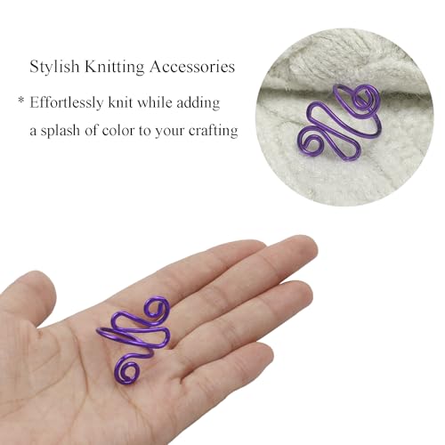 2Pcs Crochet Rings for Finger, Crochet Tension Ring for Crocheting Open Adjustable Yarn Guide Crochet Tension Ring Crochet Accessories Knitting Loop Ring for Finger (Purple), SATONBEYI - color: Purple-2P