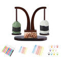 JUQWWQUJ Yarn Holder for Crocheting and Knitting,Yarn Spindle with Double Spindles,Magnetic Yarn Holder,Includes 9 Crochet Hooks,20 Stitch Markers,and 20 Hand Sewing Needles,Wooden Yarn Spinner