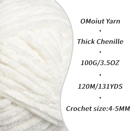 3 Pack White Fluffy Velvet Yarn for Crocheting, Chunky Chenille Baby Blanket Yarn for Crocheting, Soft Fuzzy Puzzle Yarn for Knitting, (100g/3.53oz Each) Bulky Thick Amigurumi Crochet Yarns - color: 3 White