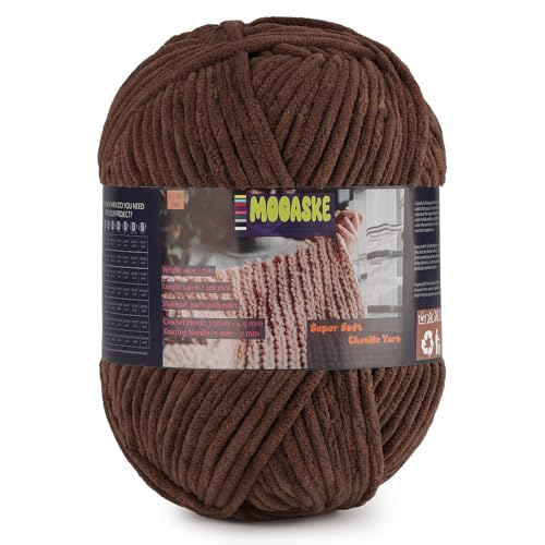 Chunky Velvet Yarn for Crocheting & Knitting, 7.05oz 262.4yd Super Soft Chenille Plush Yarn, Bulk Thick Yarns for Baby Blankets, Amigurumi, Scarves | 20 Colors(1, Dark Coffee Brown) - color: Dark Coffee Brown