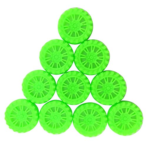 EUDAX 300 PCS 30mmx8mm Plastic Roll 2mm Dia Shaft Toys Wheel and 2mmx100mm STEM Shaft Round Rod Axles for DIY Toy RC Car Truck Boat Helicopter Model Part Building Projects (Green) - color: Green