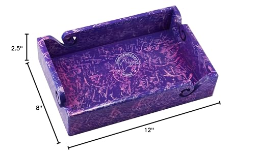 Solid Handmade Crafted Wooden Portable Antique Yarn Storage Bowl Tray - Holder for Knitting Crochet Hook Accessories - Multipurpose Organiser (Rope Texture 1, 12" x 8" x 2.5") - color: Rope Texture 1