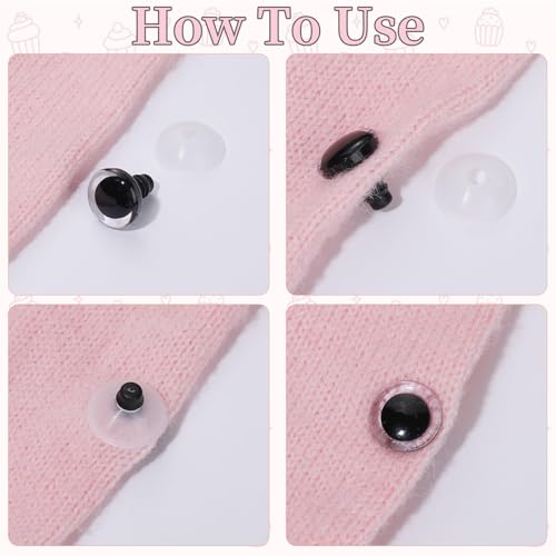 MUCUNNIA 100PCS 12mm Moon Safety Eyes for Crocheting with Washers Clear Safety Eyes for Amigurumi 3D Moon Crochet Eyes Doll Eyes for Animals Teddy Bear Crochet Toy Christmas Decorations - size: 12mm
