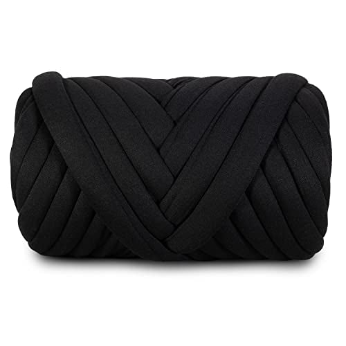 DIY, 2.2 LBS of Soft Polyester Bulky Yarn for Hand Knitting Blanket, Pillow, Handbag, Black, 41.5 Yards, Arm Knitting Yarn for Chunky Braided Knot Throw Blanket, Weave Craft Crochet | DIY Hand Knitting, For Blanket, Pillow, Handbag, Arm Knitting, Chunky B