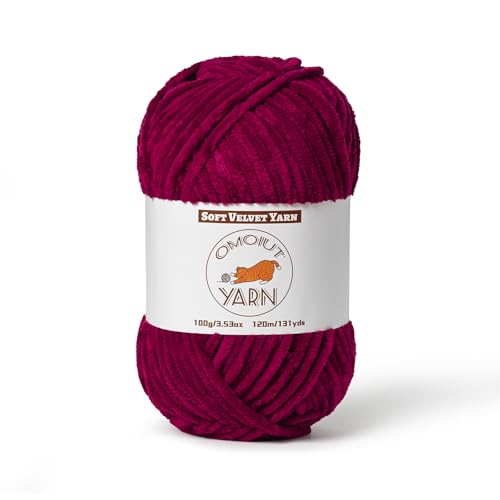 Fluffy Velvet Yarn for Crocheting, Chunky Chenille Baby Blanket Yarn for Crocheting, Soft Fuzzy Puzzle Yarn for Knitting, 100g/3.53oz Bulky Thick Amigurumi Crochet Yarn（Burgundy） - color: Burgundy