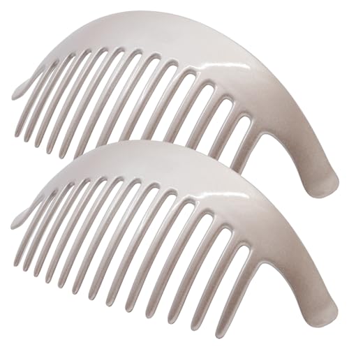 Camila Paris CP3016 French Hair Side Combs, Beige Pearl Interlocking Combs French Twist Hair Combs, Strong Hold Hair Clips for Women Bun Chignon Up-Do, Styling Girls Hair Accessories, Made in France - color: Beige Pearl