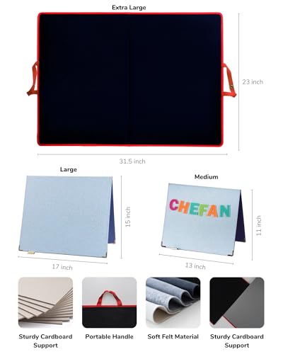 CHEFAN Foldable Felt Board for Toddlers 22 x 13, Freestanding Flannel Board for Kids, Preschool Classroom and Daycare Storytelling Display, Compatible with Felt Set, Blue - size: Blue Medium