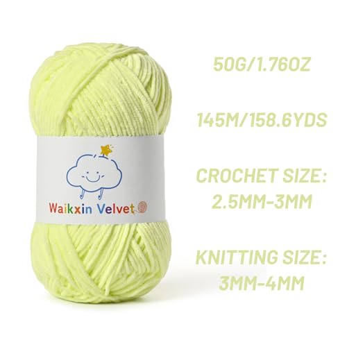 2 Pack Fluffy Chenille Yarn for Crocheting, Baby Yarn for Crocheting Soft, 100g/3.5oz Velvet Amigurumi Yarn, Fingering Weight Yarns for Crocheting Baby Blankets、DIY Craft.(2 Lemon Yellow) - color: [2 Lemon Yellow]