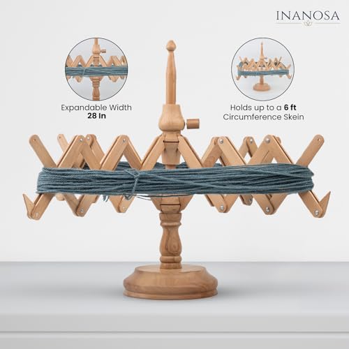 Handcrafted Jumbo Yarn Winder for Crocheting Set - Yarn Ball Winder Large Capacity with Anti-Slip Foam Base, Perfect Yarn Winder and Swift for All Yarn Types - Beechwood (Winder + Swift) - color: Beechwood (Winder + Swift)