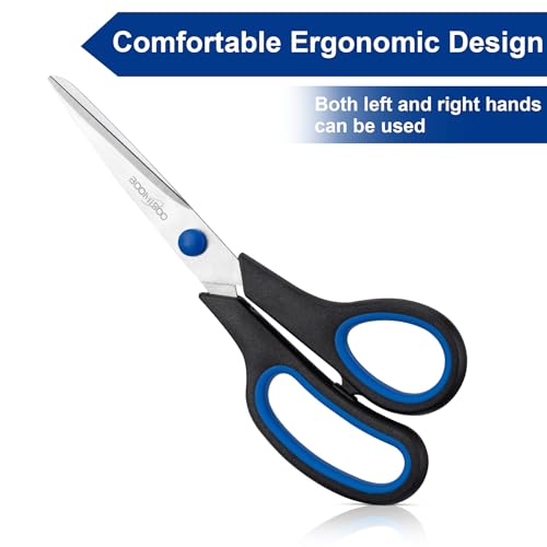 6PCS 8" Scissors,Sharp Stainless Steel All Purpose for Office School Crafts | Right/Left Handed, Comfort Grip Scissors for Office Desk Accessories Sewing Fabric Home Craft School Teacher/Class Supplies - color: Black