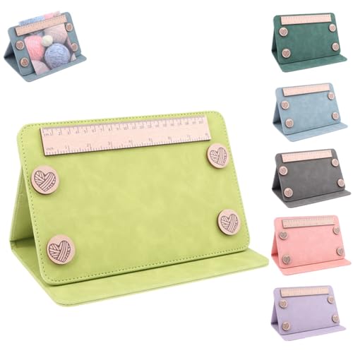 Cowenhey Pattern Holder, Knitting Chart Holder, Accessories Knitting Pattern Holder Foldable Knitting Chart Keeper with Ruler for for Fixed Crochet Pattern on Knitting Pattern Holder (Green) - color: Green