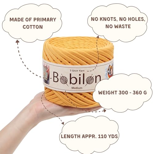 Bobilon T-Shirt Yarn 7-9 mm, Cotton Crochet & Macrame - Nude | 100% cotton t shirt yarn for crocheting, knitting & macrame; great for bags & baskets; new fabric, not recycled; 109 yds - color: Nude