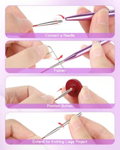 Aeelike 13 Pair Interchangeable Circular Knitting Needles 3-10 mm, Purple | Aluminum Interchangeable Knitting Needles with 4 Cables, Smooth Complete Needles Set for Socks Blankets Sweaters, Ideal Gift - color: Purple