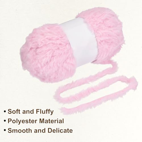 PATIKIL 65 Yards Soft Chunky Fluffy Fuzzy Faux Fur Yarn, 2 Skeins Chunky Fuzzy Yarn Fur Polyester for Crochet Knitting Blankets Scarves Sweaters Hat Shawls, Cherry Blossom Pink - color: Cherry Blossom Pink