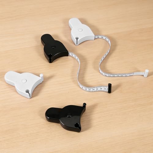 4 PCS Tape Measure Body, 150cm Retractable Body Arm Measuring Tape | for Weight Loss Fitness Waist Hip Arms, Portable Tapes Measure for Sewing Clothing Fabric(Black & White)