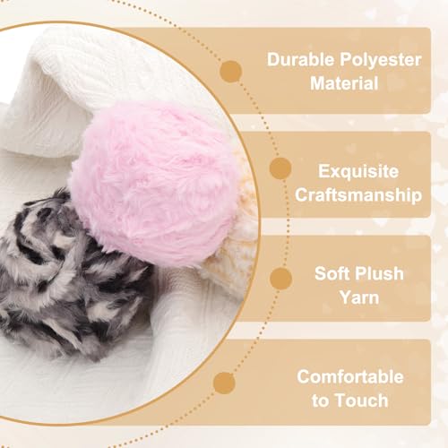 PATIKIL 70 Yards Fur Yarn, 2 Skeins 100 Grams Soft Plush Fluffy Chunky Polyester Faux Fur Eyelash Yarn for Crocheting Hand Knitting Blanket Hats Crochet Crafting, Cream Yellow - color: Cream Yellow