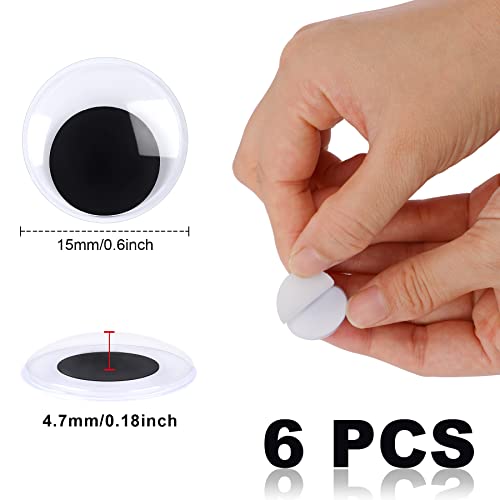 6 Pieces 0.6 Inch Googly Google Eyes, PETKNOWS Wiggle Eyes Self Adhesive Googlie Craft - size: 0.6 Inch