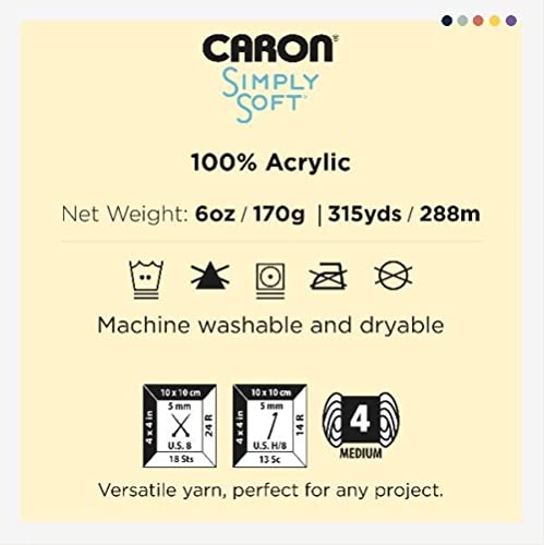 Caron Simply Soft Yarn for Crocheting & Knitting, Feathered Gray, 3-Pack | #4 Worsted Medium, Soft 100% Acrylic Yarn for Crochet, Knitting, Blankets and Crafts, 315 Yards, 170.1g/6oz per skein - color: Feathered Gray, style: Simply Soft