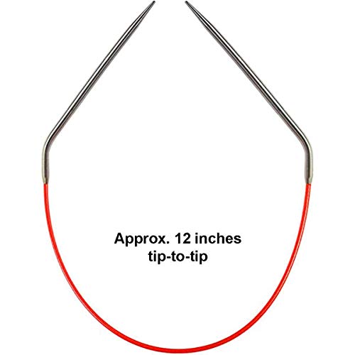 ChiaoGoo Knit Red 12-Inch, US 6 (4mm) Circular Knitting Needle | Surgical Stainless Steel, Semi-Sharp Tips, Memory-Free Steel Cable, Smooth Metal Joins, Easy-Glide, Stitch Holder - size: US 06 (4.0mm), 12 in. (30cm)