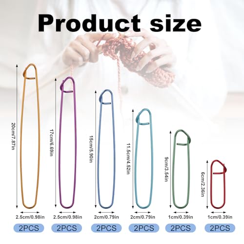12pcs Knitting Stitch Holders, Handy Yarn Stitch Holder (6 Sizes) | Versatile Crochet Hook Practical Cable Needle Colorful Crochet Holders for Quilting Sewing Knitting - style: Set 1