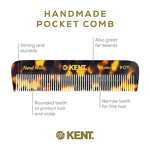 Kent FOT TY Fine Tooth Comb for Men - Handmade Pocket Comb for Travel, Styling, Fine or Thinning Hair, Mustache and Beard Care Handpolished Saw-Cut Made in England - color: Yellow Tokyo, size: 2 Pack