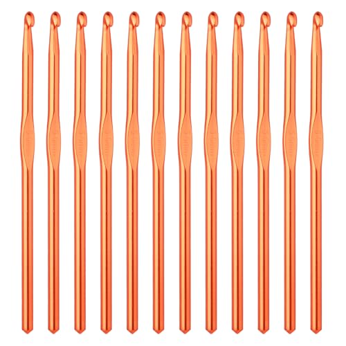 Abeillo 12 PCS 5.5 mm Crochet Hook, US Size I Crochet Hooks Size 9 Aluminum Knitting Needles, Crochet Needles for Yarn Craft Beginners Women Adults - color: 5.5mm