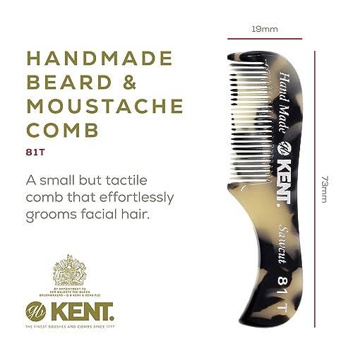 Kent FOT TW - 81T TW Beard Comb Set Pocket for Men - Pocket Combs Kit for Men for Travel and Home, Mustache Comb for Mens, Mini Beard Set for Mens Grooming, Handmade Combs Grooming Set - color: White Tokyo