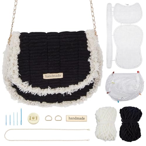 FREEBLOSS Mesh Plastic Canvas Bag Kit Needlepoint Craft Kit with Blank Mesh Canvas Sheets Embroidery and Crochet Projects for Handbag Making