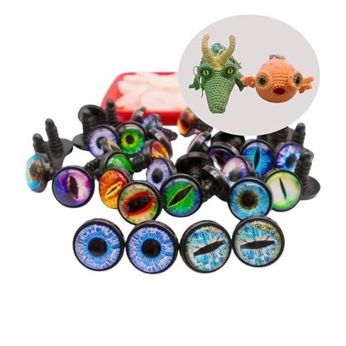 JJGQAZ 16 Pairs Dragon Eye Safety Eyes with Washer for Stuffed Animal Eyes Amigurumi Crochet Craft Eyes for Teddy Bear Doll Making Supplies (24MM) - size: 24MM