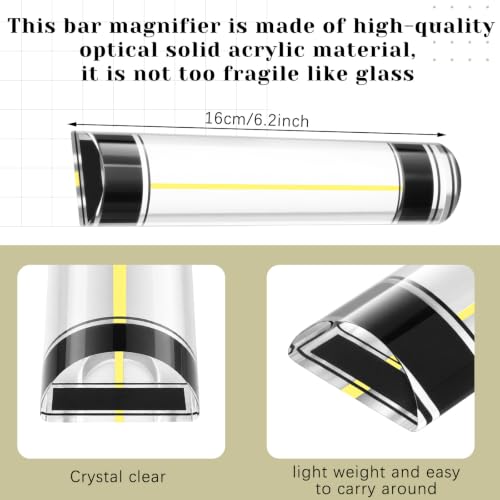 1Pcs Magnifying Ruler with Guiding Line and Magnet, 6", Yellow Line - color: Yellow Line