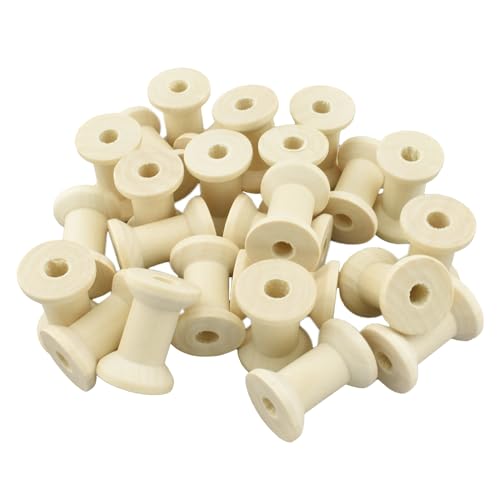 HAHIYO 1.2Inch/3cm 25PCs Natural Wood Spool Unfinished Wooden Thread Spool for Crafts & DIY Art Education - color: Wood Color, size: 1.2Inch-25P