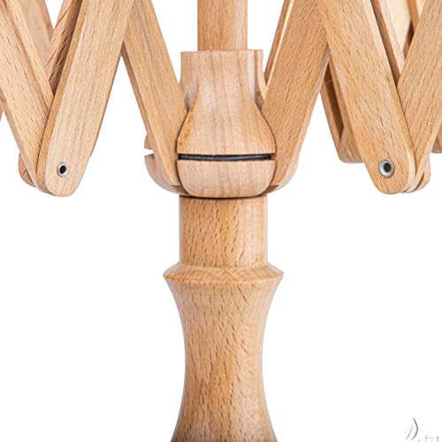 Beechwood Yarn Swift, Wooden Umbrella Hank Holder for Knitting | Steamed beech umbrella swift holds a full hank taut, spins freely, folds flat, tabletop clamp included. - color: Beechwood, size: Umbrella Swift