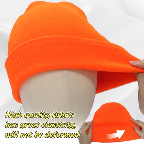 NPQQUAN 3 Packs Unisex Beanie Hats for Men Women Winter Knit Beanies | Mens and Womens,Great Stretch Knit,Thick Warm Comfort Beanies,Outdoor Sports including Skiing Running Camping - color: Orange+orange+orange